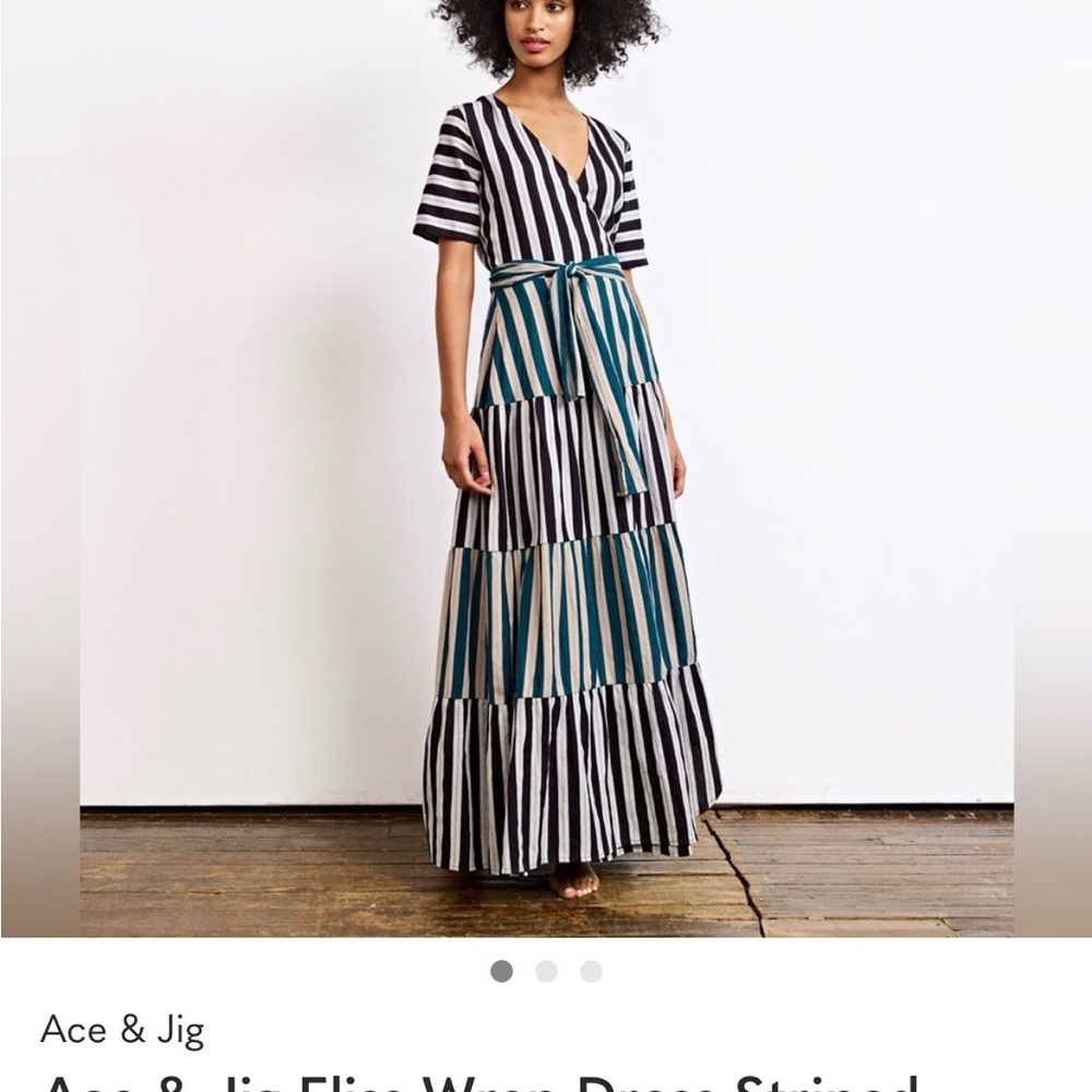Ace & Jig Striped Maxi Dress in Black, White & Teal